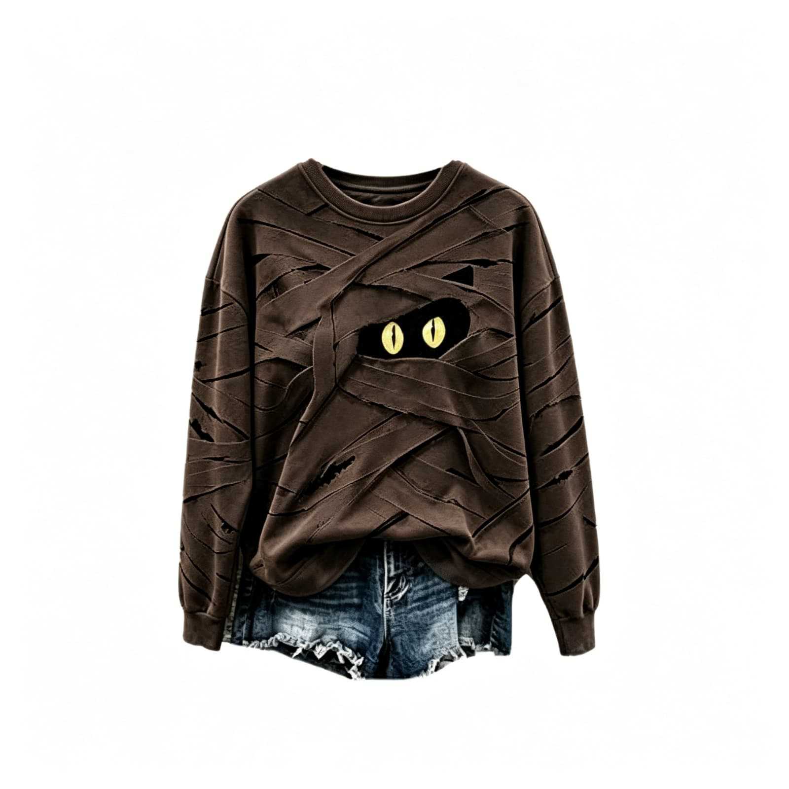 Women's Lace-Up Eye Print Casual Hoodie
