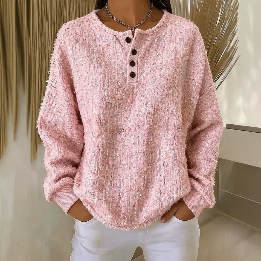 Women's Casual Loose Button Pullover Hoodie Top