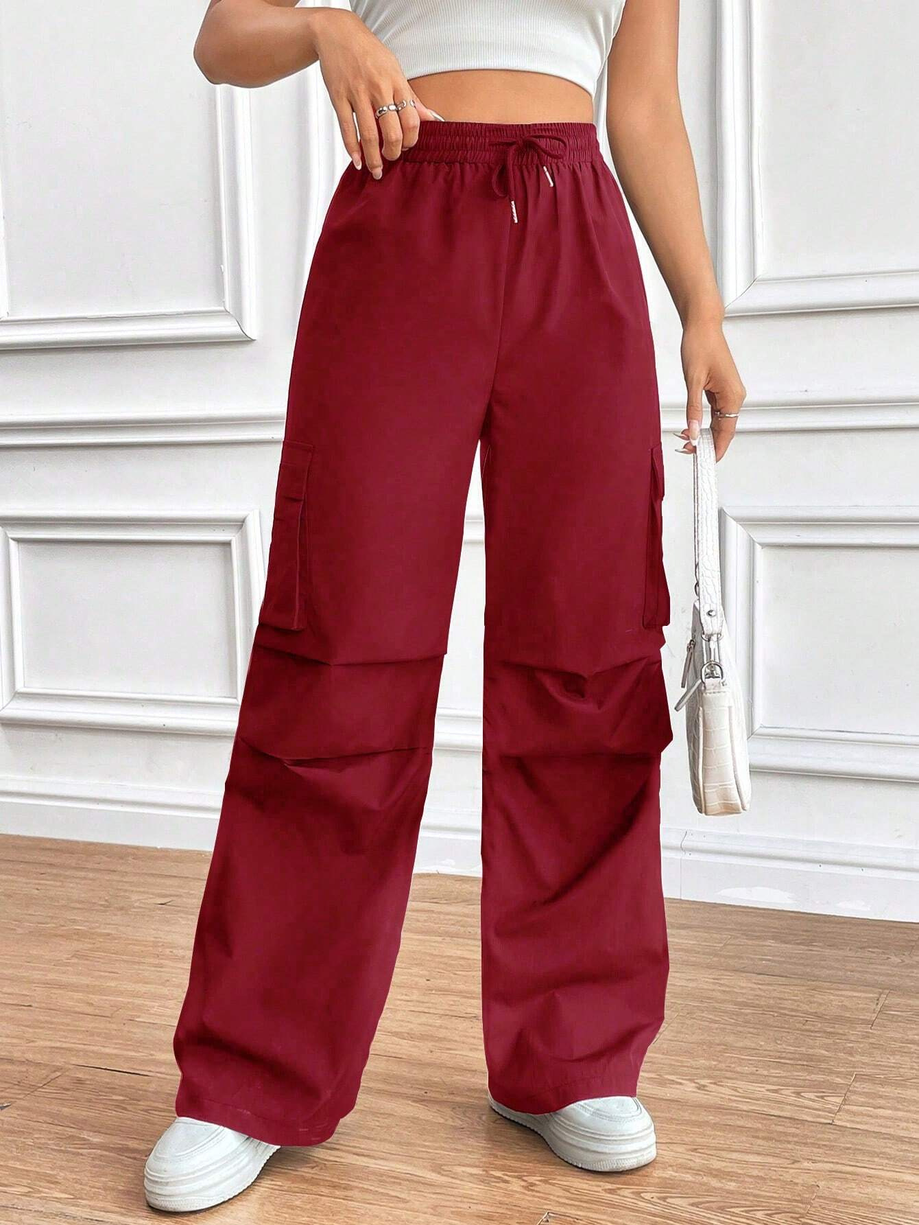 Women's High-Waist Drawstring Cargo Pants Loose Fit