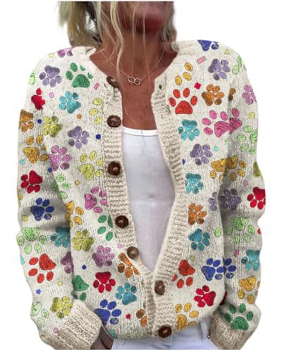 Women's Animal Boho Print Button Cardigan Sweater
