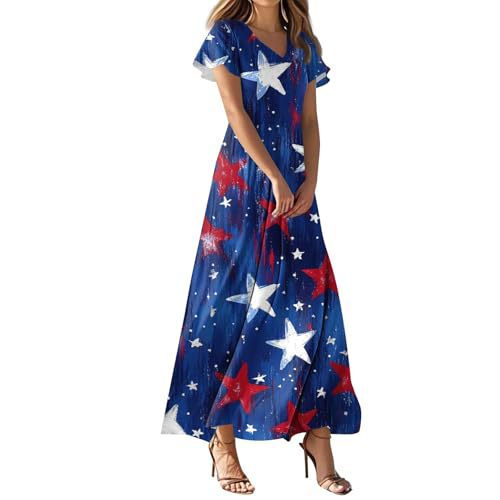 Women's Star Print Ruched Floral Midi Dress