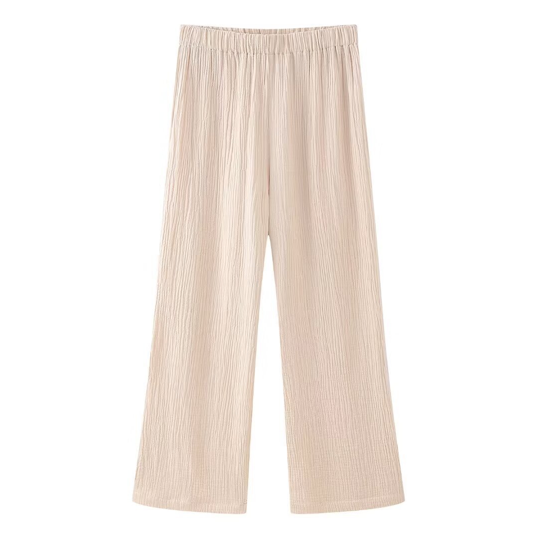 Women's Relaxed Chiffon Top and Straight-Leg Pants Set
