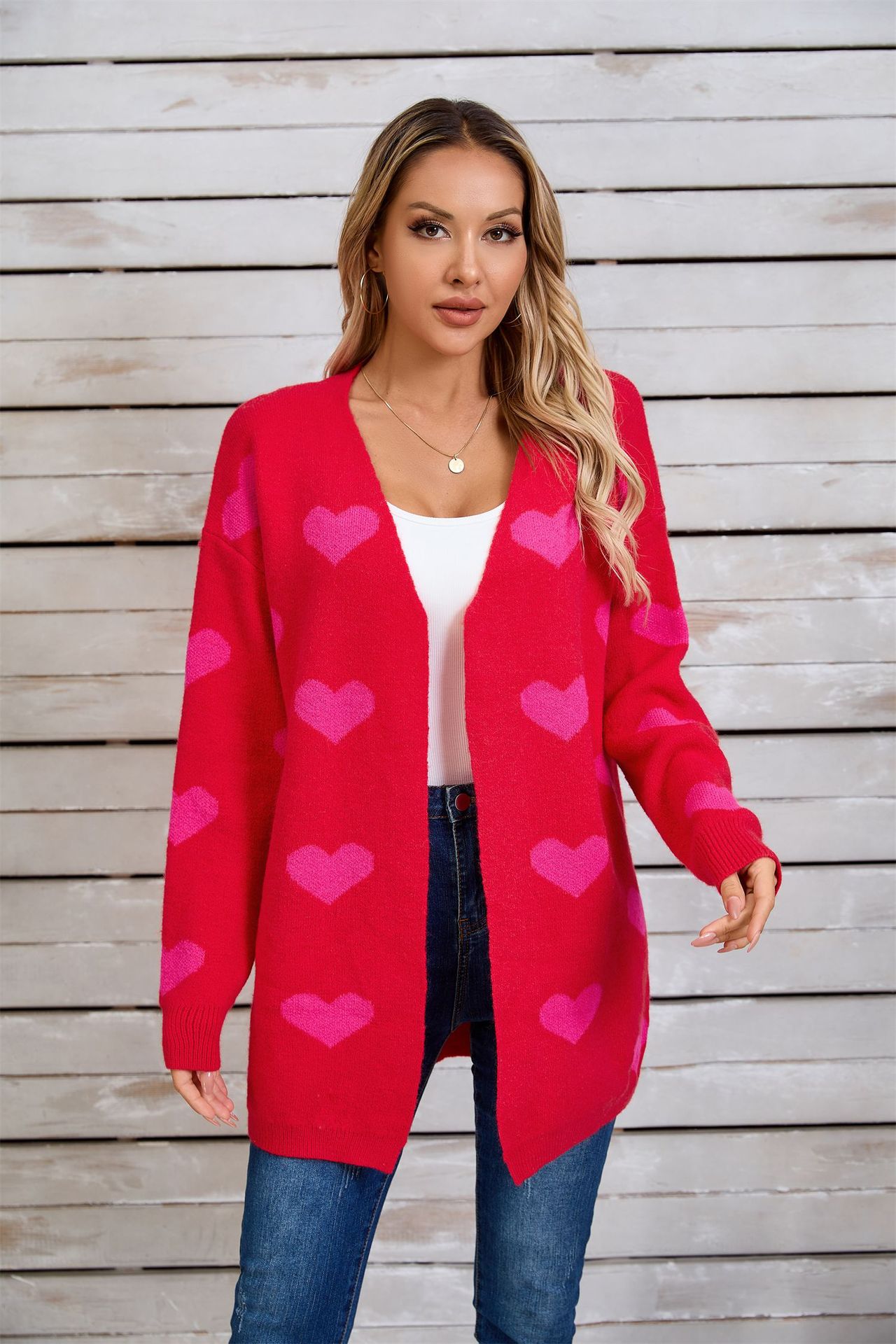 Heart Color-Block Knit Sweater
