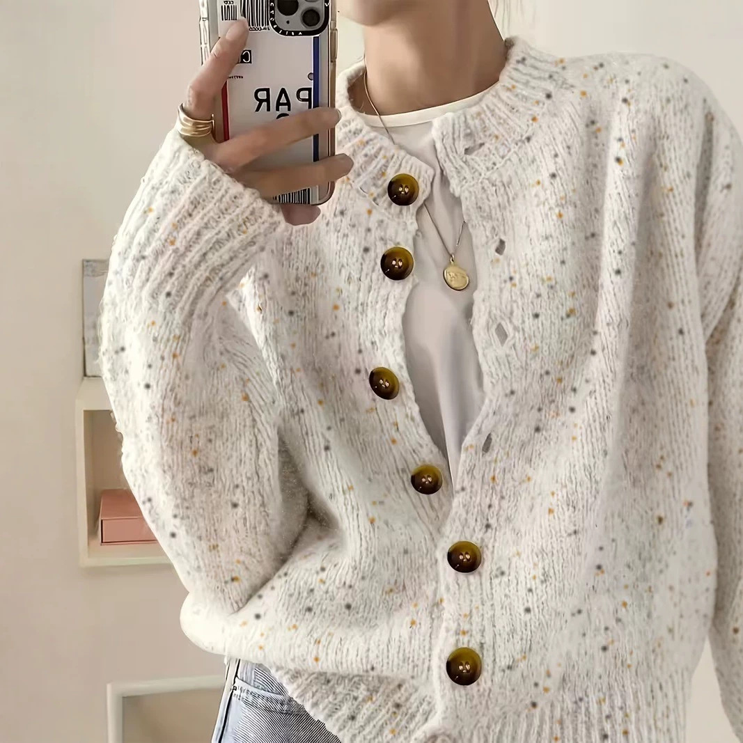 Women's Single-Breasted Knit Cardigan Short Sweater Jacket