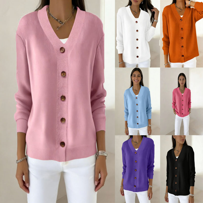 Women's Solid Knit Cardigan Sweater