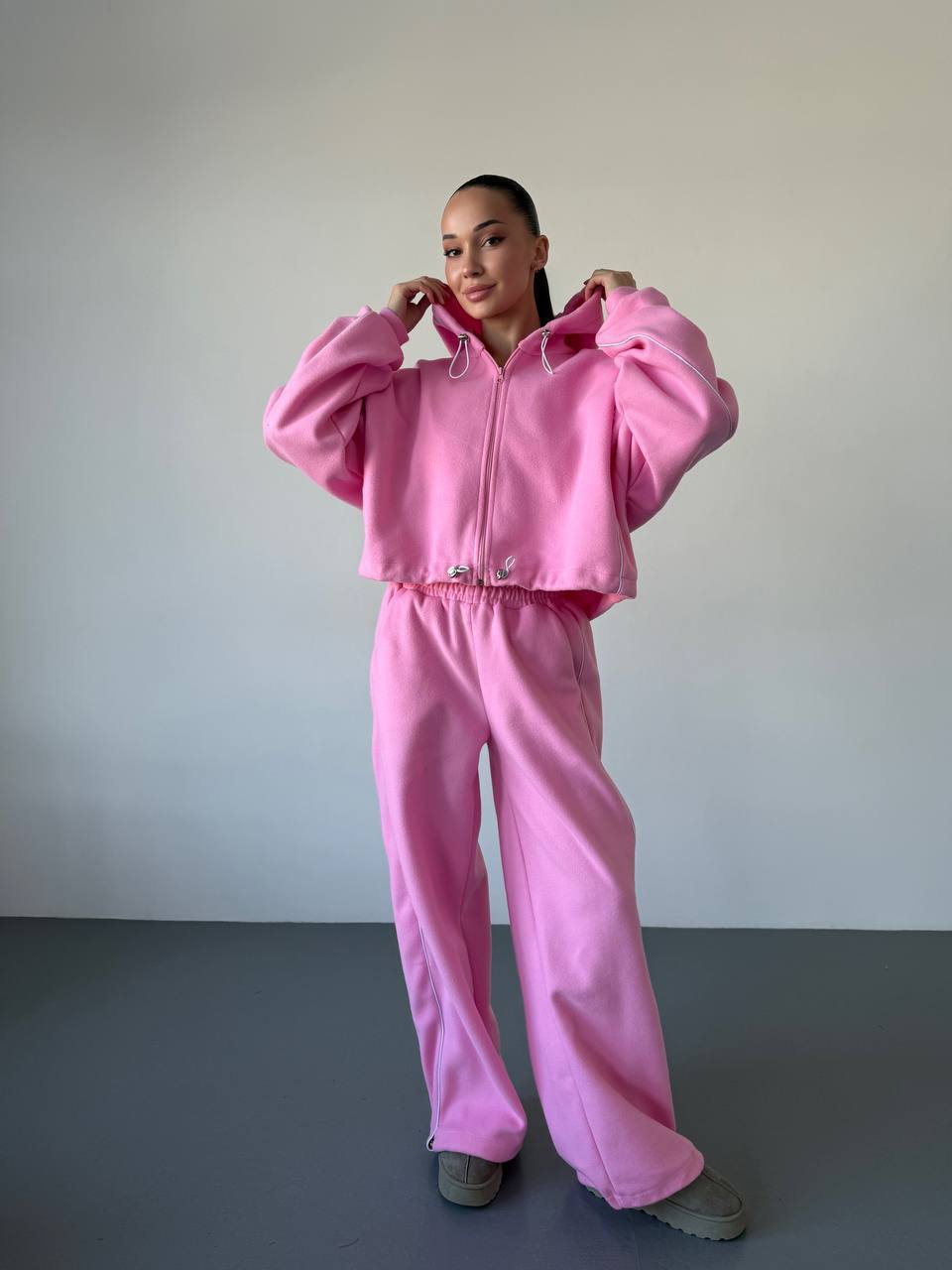 Women's Fleece Hoodie and Straight-Leg Pants Two-Piece Set