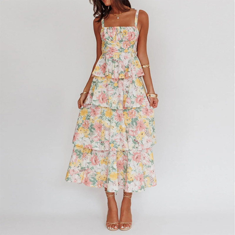 Elegant Floral Print Sleeveless Bodycon Midi Dress