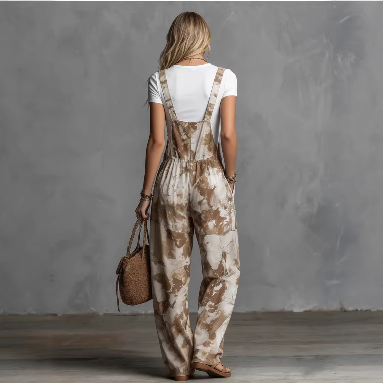 Vintage Sleeveless Printed Jumpsuit