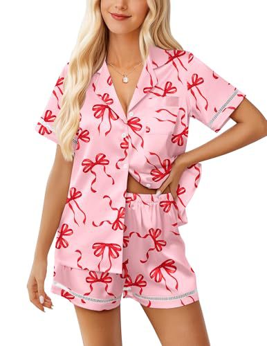 Women's Cuban Collar Short Sleeve Shirt Set Floral Solid Casual