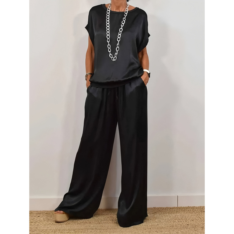 Women's Casual Loose T-Shirt & Wide-Leg Pants Set