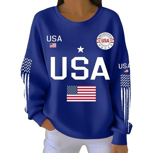 Women's American Flag Star Print Sweatshirt