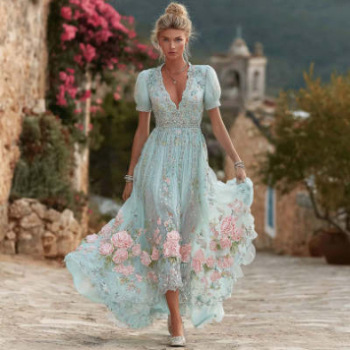 Women's Floral Print Ruched Bodycon Midi Dress Sleeveless Deep V-Neck