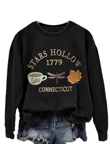 Women's Coffee Dragonfly Maple Leaf Letter Print Crewneck Sweatshirt