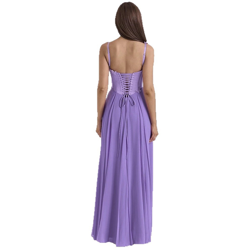 Sexy Solid Color 3D Butterfly Waist-Cinched Maxi Dress