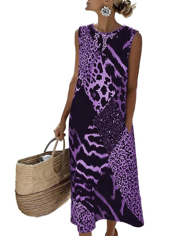 Women's Floral Leopard Print Ruched Midi Dress