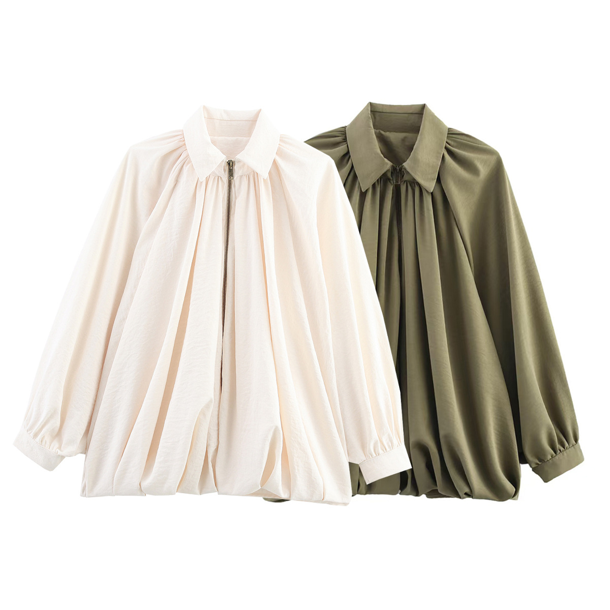 Women's Pleated Loose Puffer Bomber Jacket