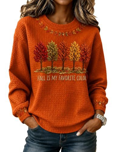 Women's Tree Letter Maple Leaf Print Casual Sweatshirt