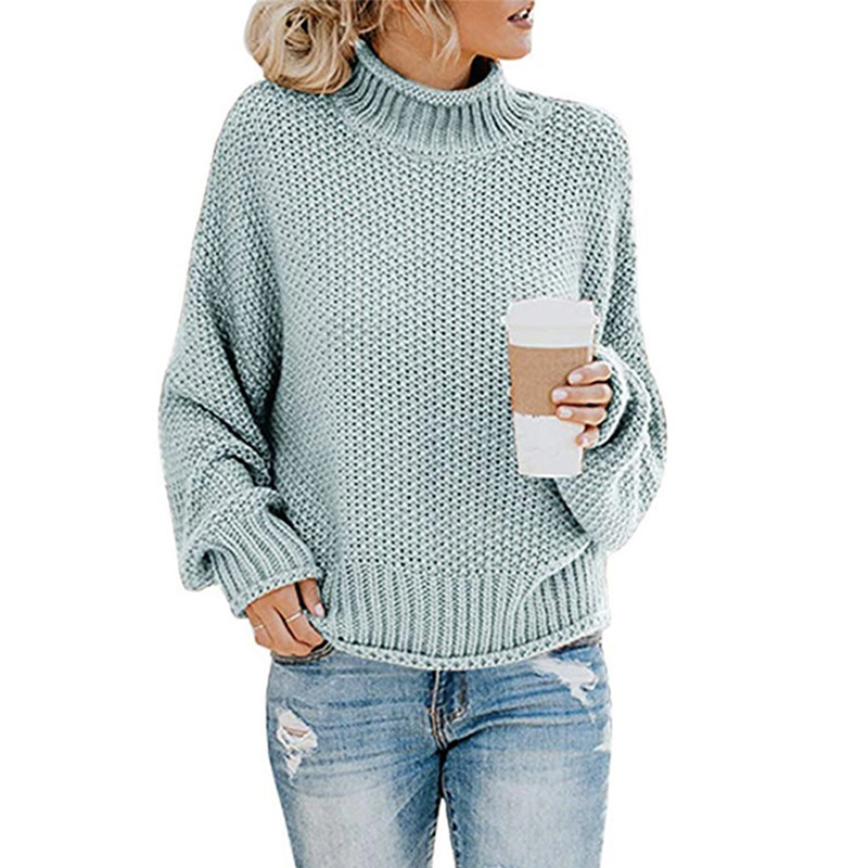 Color-Block Turtleneck Pullover Sweater