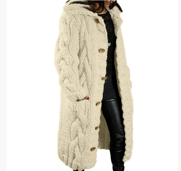 Women's Plus Size Open-Front Cardigan Sweater Long Knit Coat with Pockets