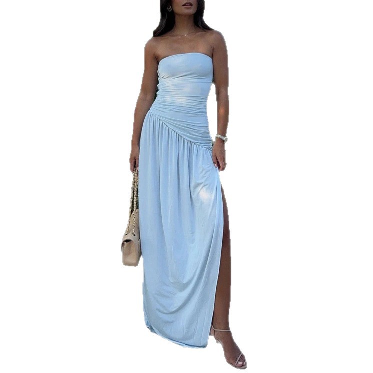 Sexy Strapless Sleeveless Bodycon Slit Dress