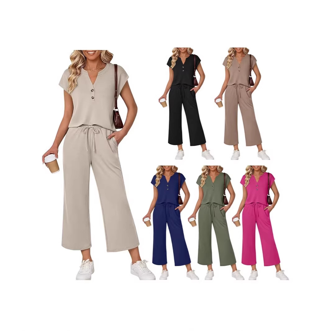 Women's Two-Piece Casual Set Short Sleeve Tee & Cropped Pants