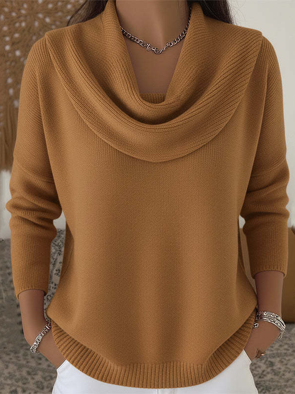 Women's Solid Color Long Sleeve Knit Pullover Sweater