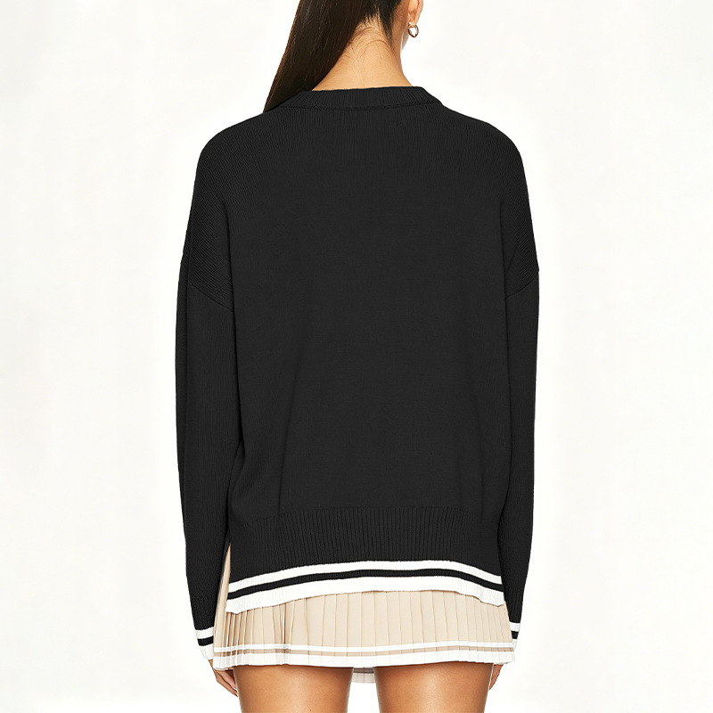 Women's Jacquard Crewneck Pullover Knit Sweater