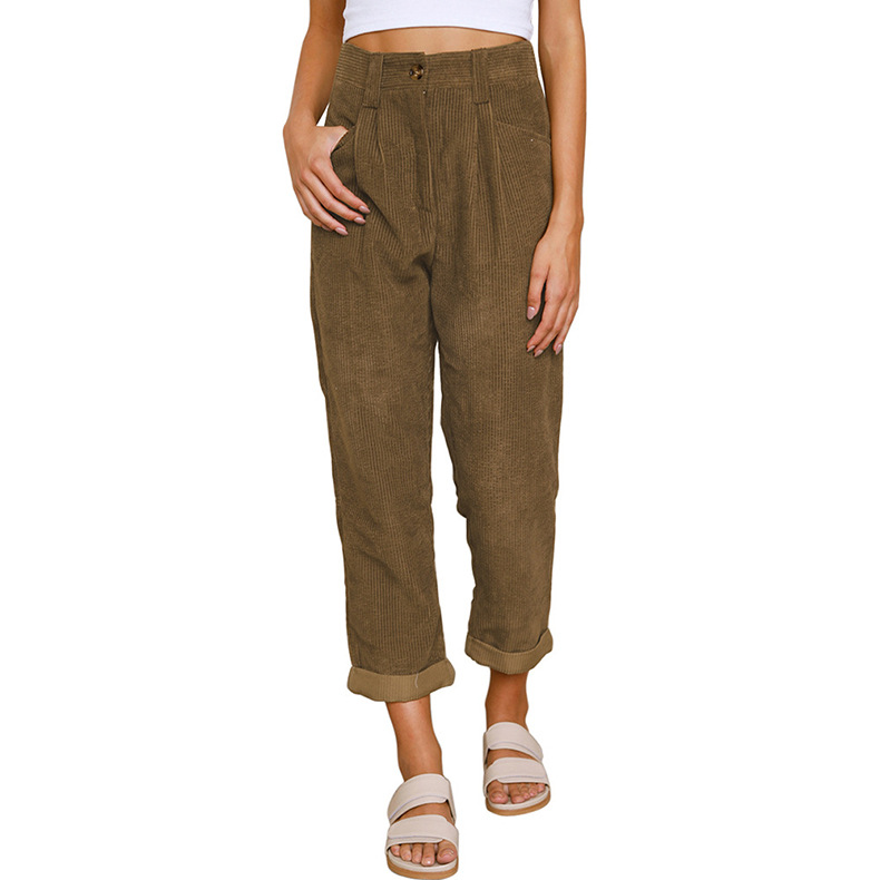 Corduroy Women's Cropped Pencil Pants Casual Commuter Style