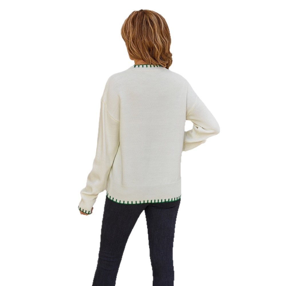 Lemon Jacquard Pullover Sweater Crewneck Knit Top