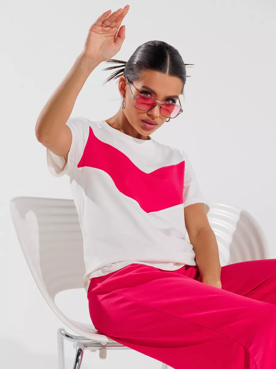Women's Solid Color Short Sleeve T-Shirt and Wide-Leg Pants Two-Piece Set