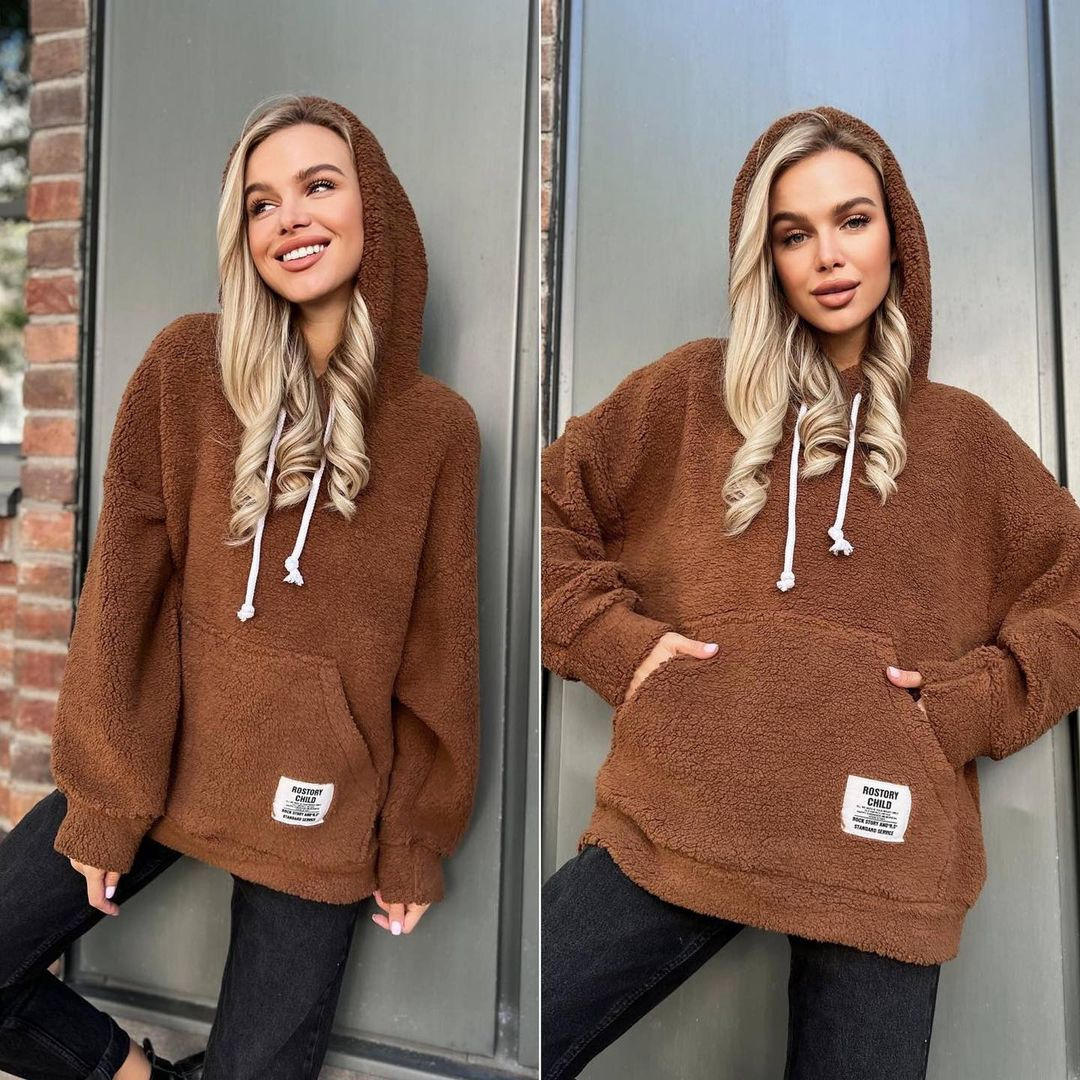 Flannel Fleece Hooded Pullover Sweatshirt