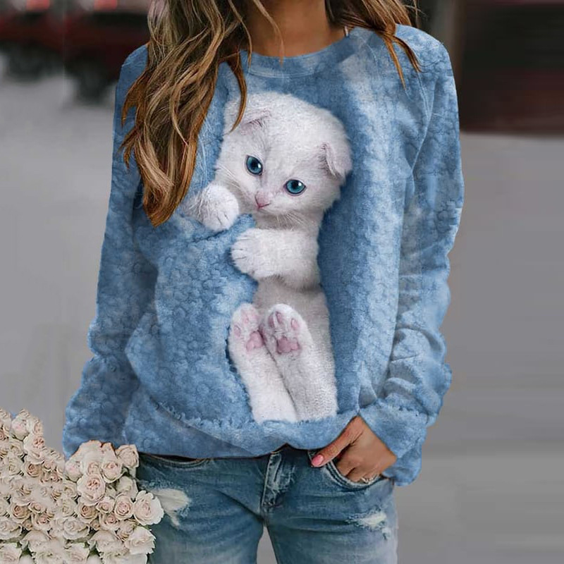 Animal Print Long-Sleeve Crewneck Sweatshirt