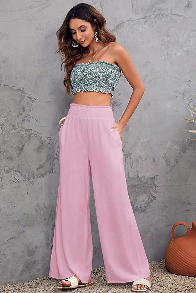 Women's Casual Wide-Leg Cotton-Linen Pants Loose Fit