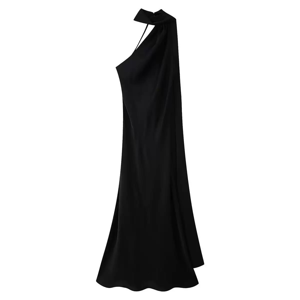 Women's Elegant Open-Back Halter Maxi Dress with Tie Detail