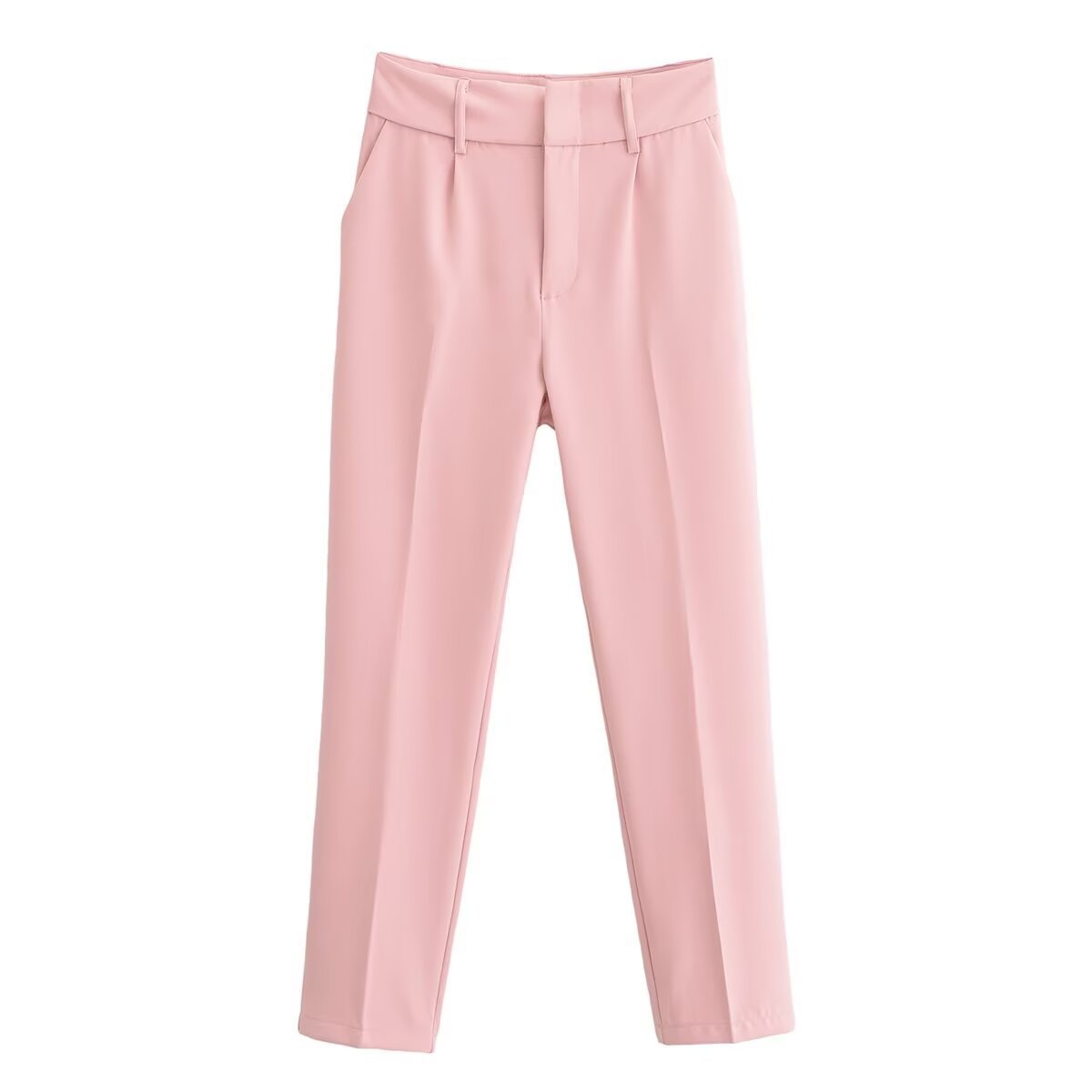 Women's High-Waist Straight-Leg Suit Pants Solid Color Streetwear