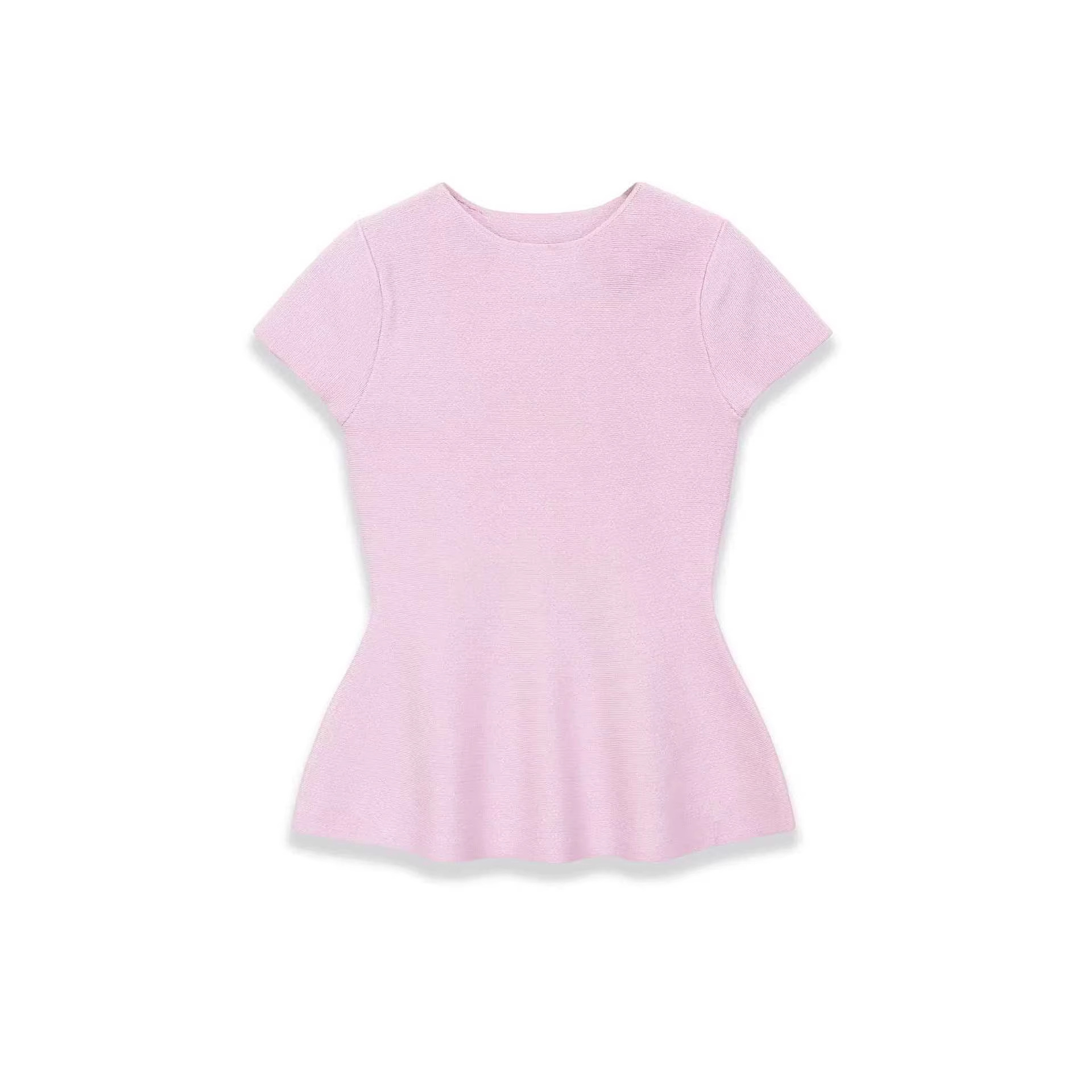 Women's Summer Round Neck Short Skirt Hem Knit Top