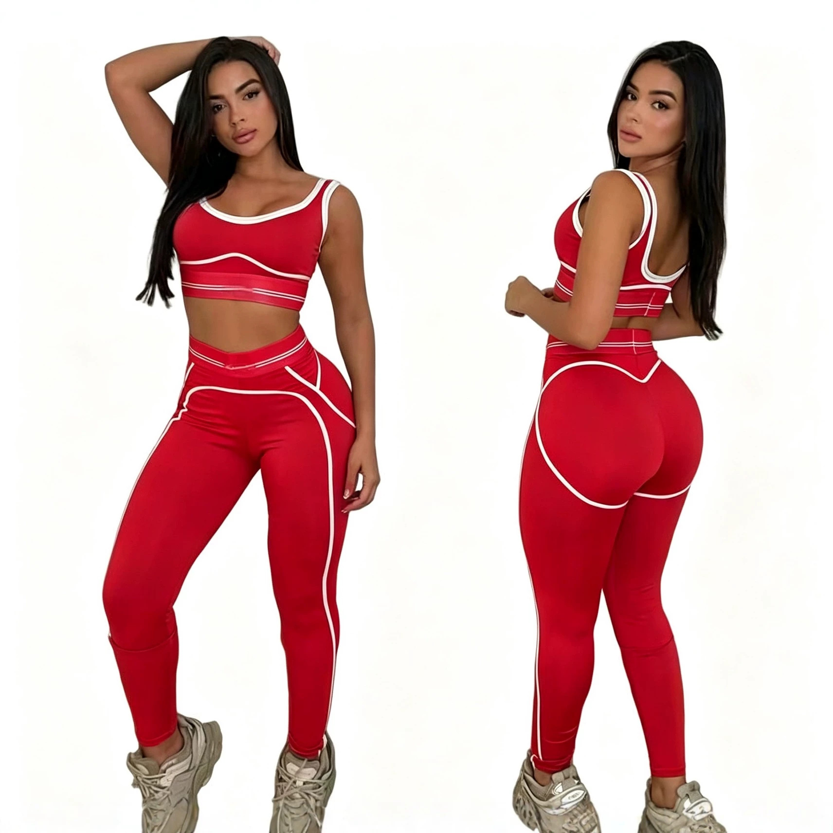 Women's High-Waist Tummy Control Seamless Workout Tank & Leggings Set