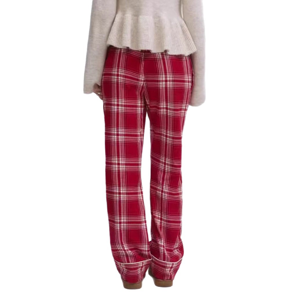 Women's Retro Plaid Bow Two-Piece Set
