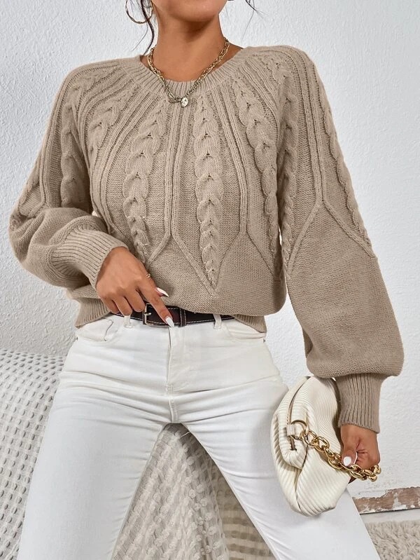 Retro Diamond Cable Knit Pullover Sweater