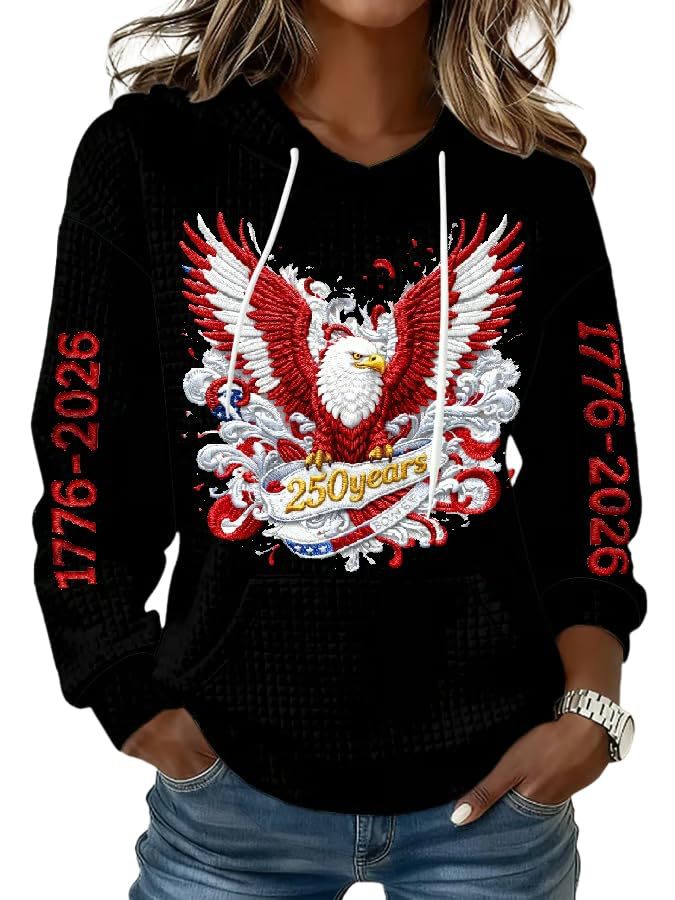 Women's Casual Printed Hoodie Long Sleeve Crewneck