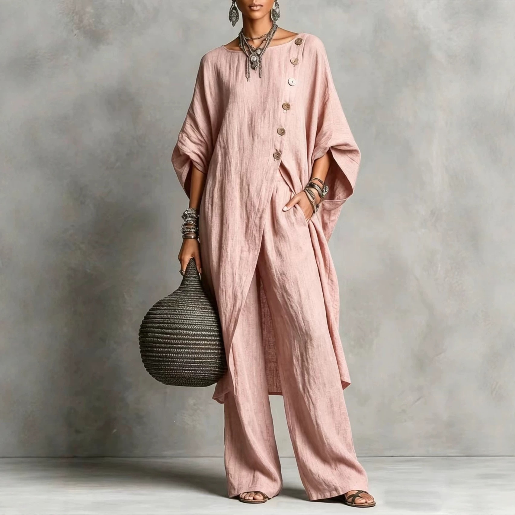 Women's Asymmetric Shirt & Pants Set Casual Urban Two-Piece Outfit