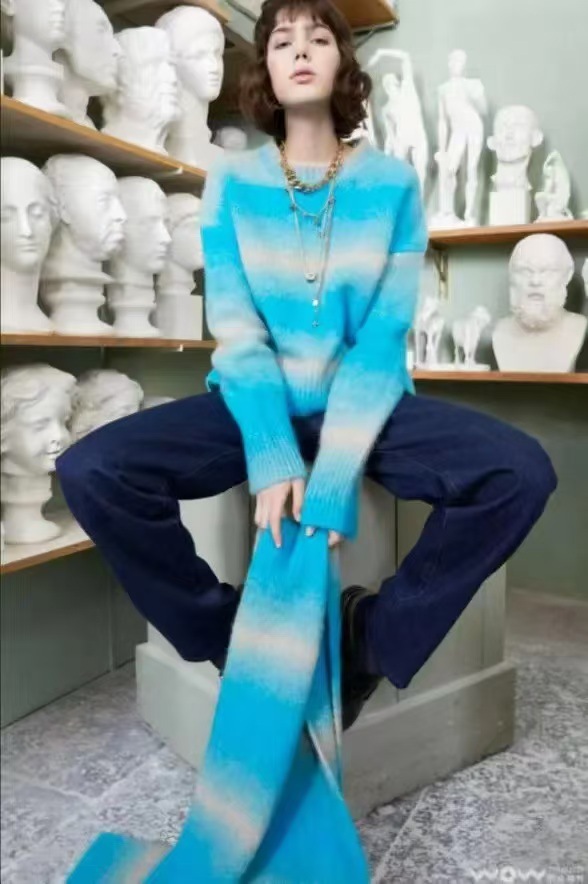 Trendy Color-Block Lazy Style Women's Sweater
