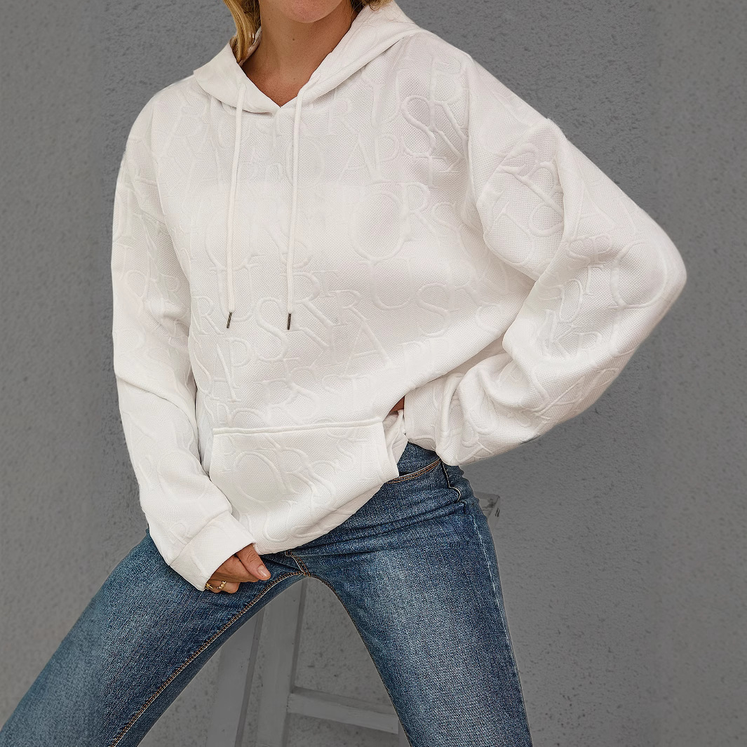 Women's Jacquard Hooded Long-Sleeve Pullover Sweatshirt