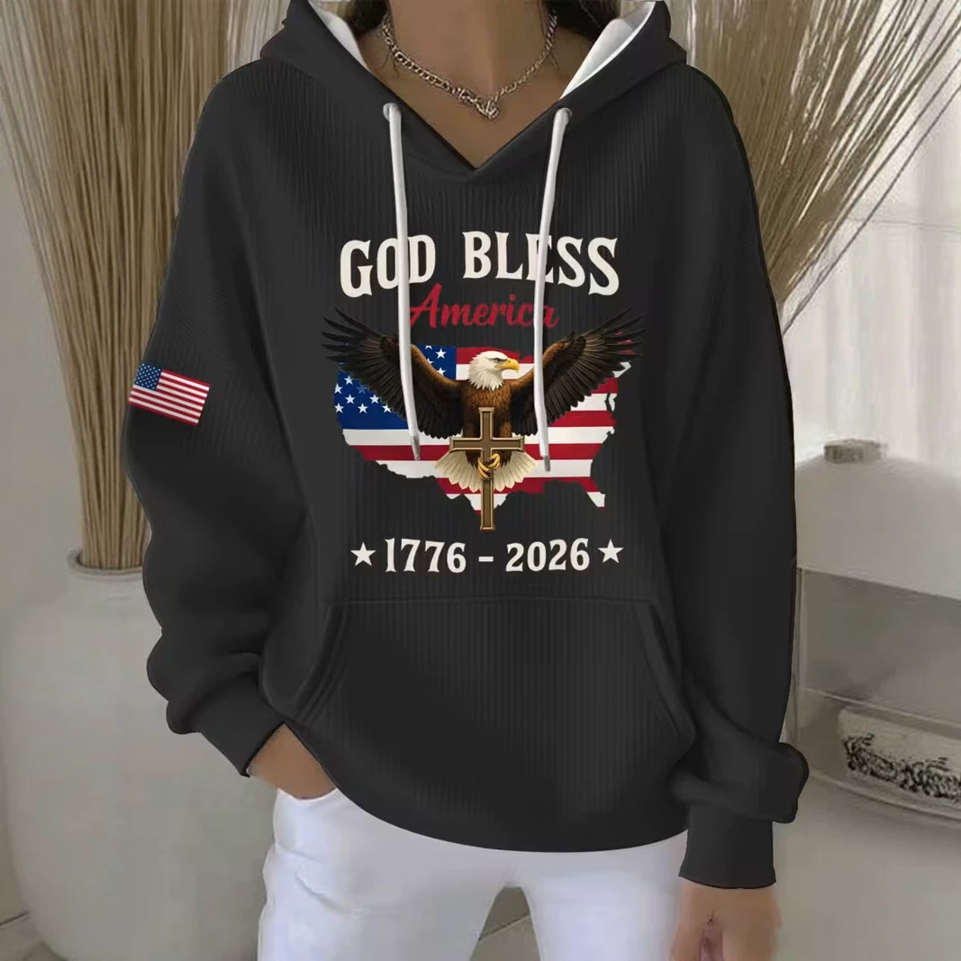 Women's Eagle Cross Print Casual Hoodie