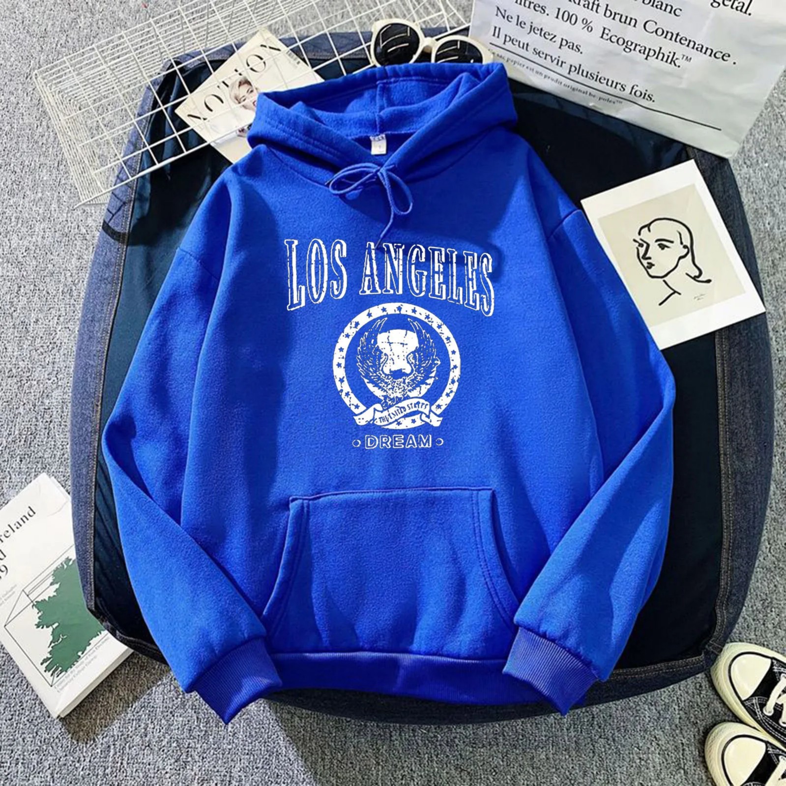 Women's Los Angeles Print Hoodie Long Sleeve Pullover