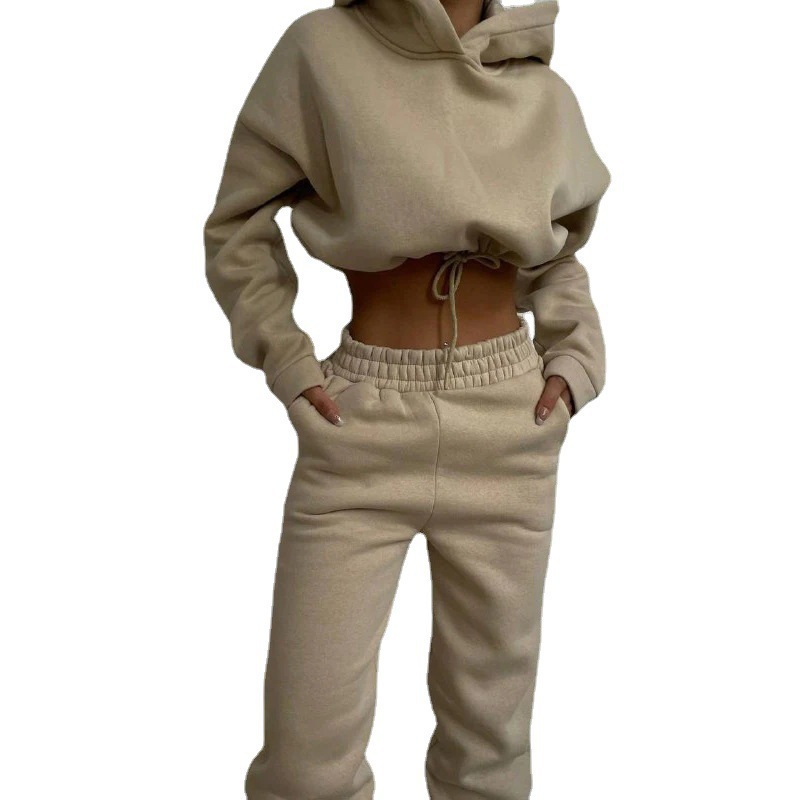 Women's Hooded Sweatshirt and Pants Two-Piece Set