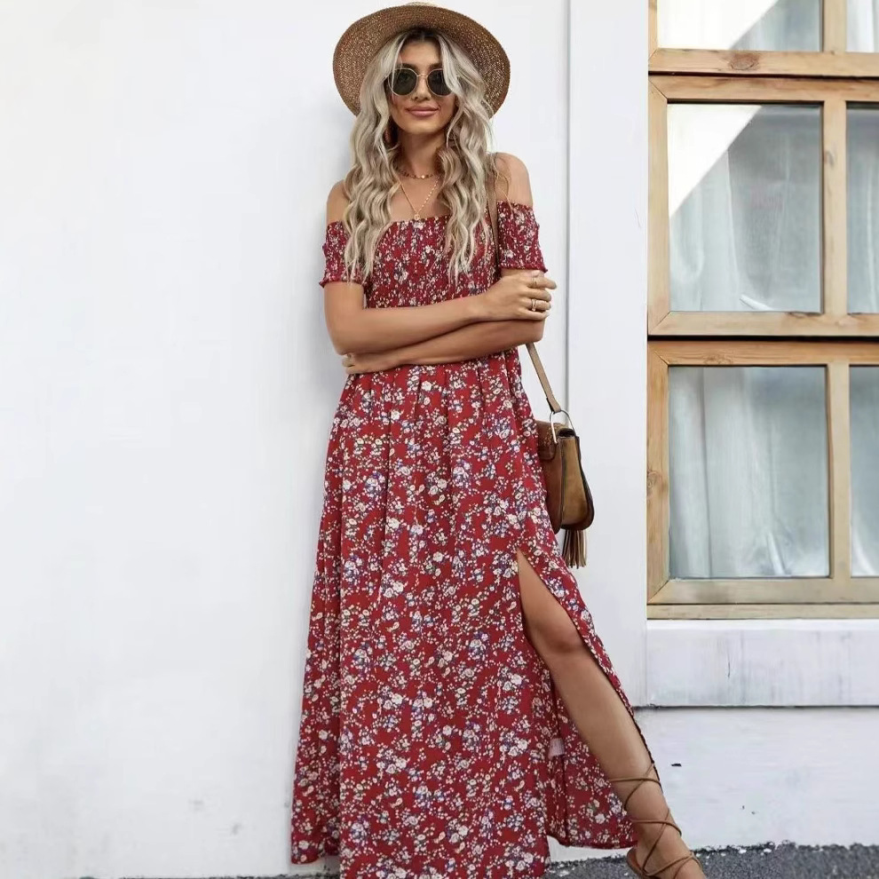 Boho Off-Shoulder Floral Maxi Dress