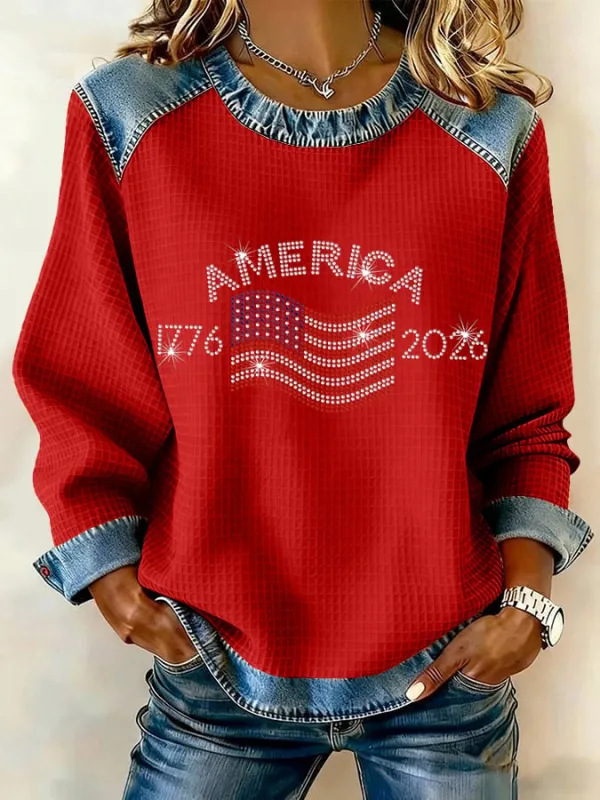 Women's America Print Crewneck Sweatshirt