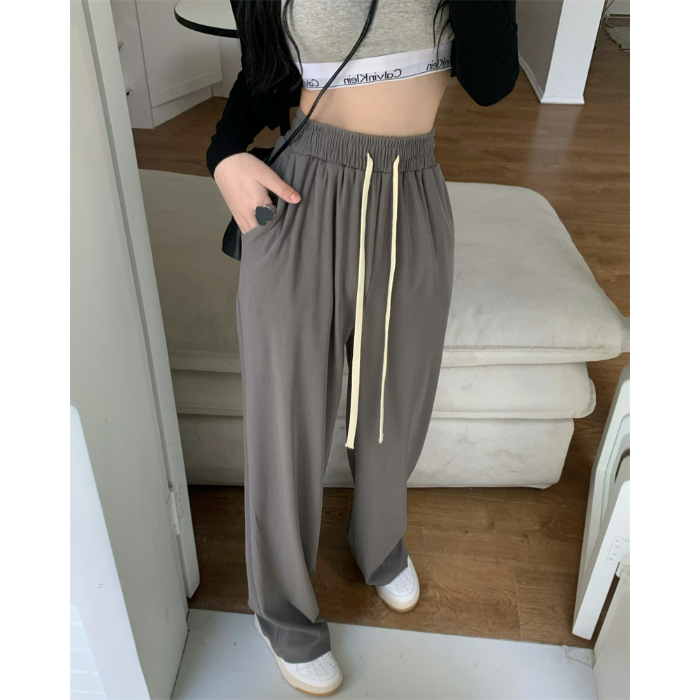 Women's High-Waist Wide-Leg Pants Slimming Loose Straight Korean Style