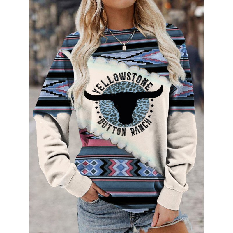 3D Print Crewneck Pullover Hoodie Women's Casual Sweatshirt